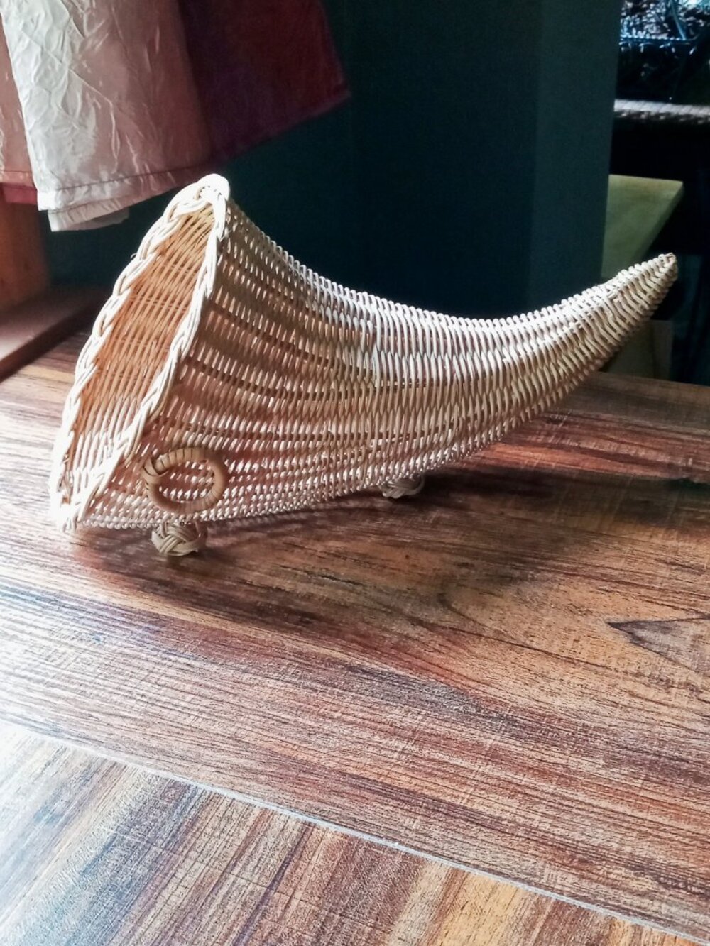 🎉Vintage Rustic Wicker Cornucopia Basket Fall Thanksgiving Decor Shabby Chic🍂 - Picture 5 of 16